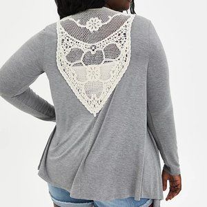 Torrid Super Soft Crochet Grey Cardigan Size 1X